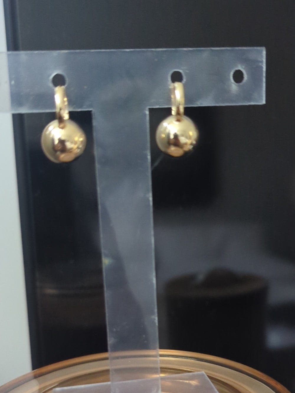 Gold Ball Drop Hoop Earrings - Women Jewelry